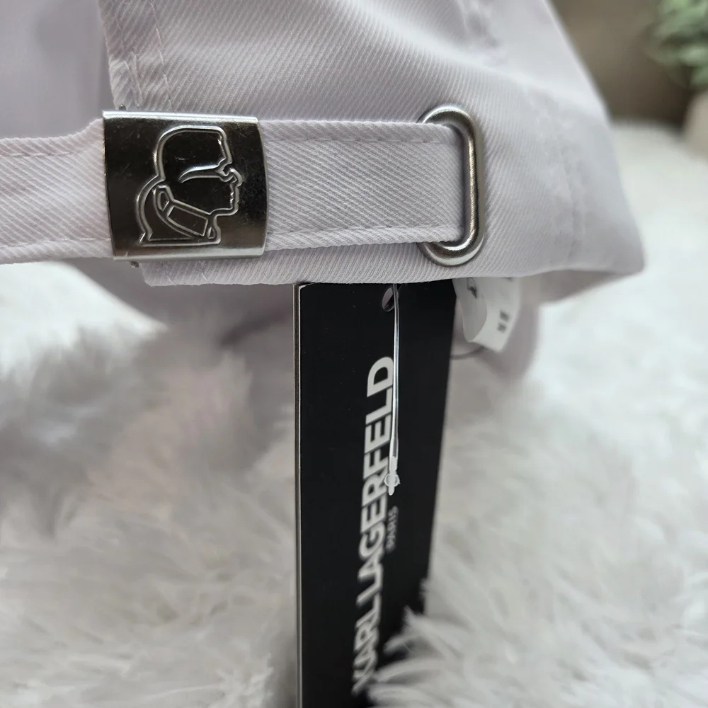 Karl Lagerfeld Paris White‎ Charm Logo Baseball Cap NWT